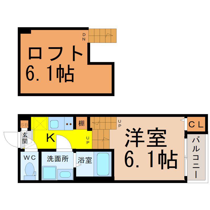 テラスサクラ瑞穂松園(1SK/2階)の間取り写真