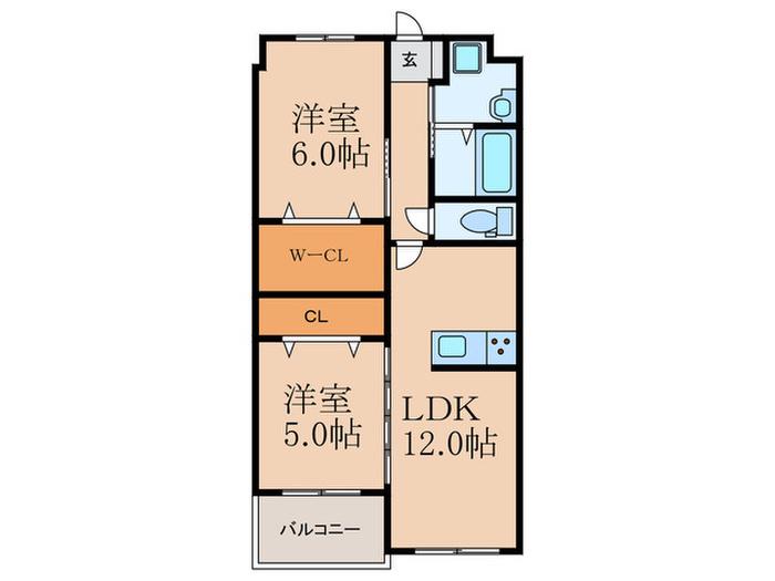 ライトチル弥永(2LDK/4階)の間取り写真