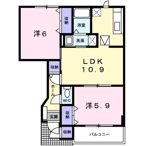 バーシアフリーB(2LDK/1階)の間取り写真