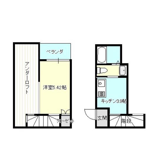 エール月が丘(1K/1階)の間取り写真