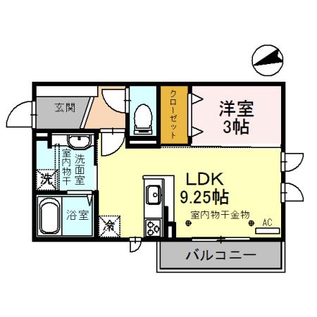 北陸鉄道石川線 額住宅前駅 徒歩25分 3階建 築8年(1LDK/3階)の間取り写真