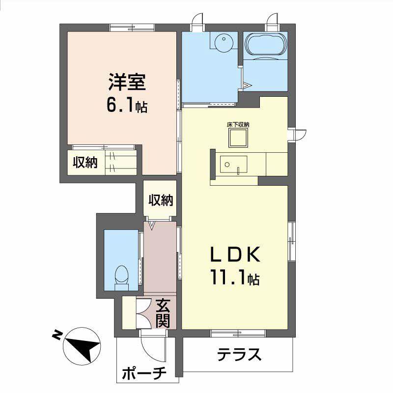 JR紀勢本線 紀伊田辺駅 バス乗車時間:13分 最寄りバス停で下車 徒歩15分 2階建 築14年(1LDK/1階)の間取り写真