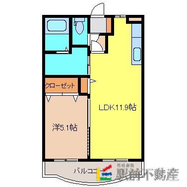 パークマンション旭駅前II(1LDK/3階)の間取り写真