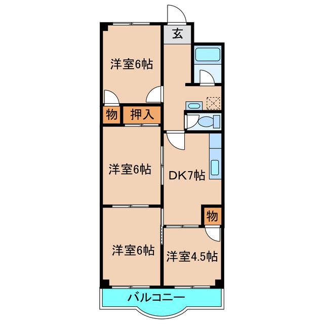 コーポ八坂(4DK/2階)の間取り写真