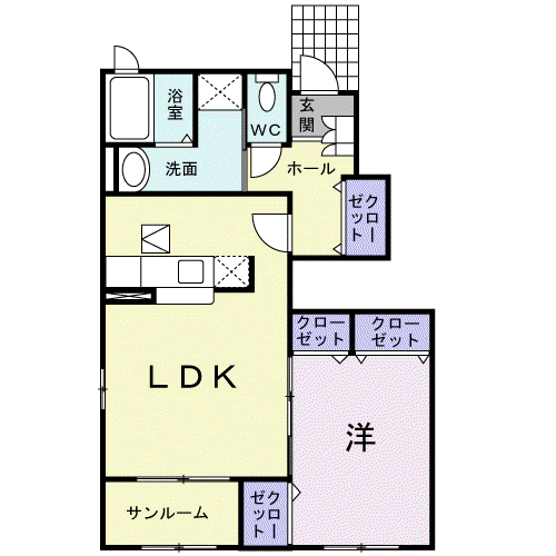 ディアコート川崎(1LDK/1階)の間取り写真