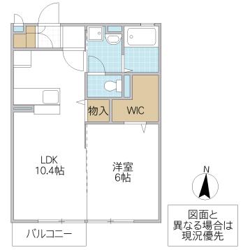 メルシーD(1LDK/2階)の間取り写真