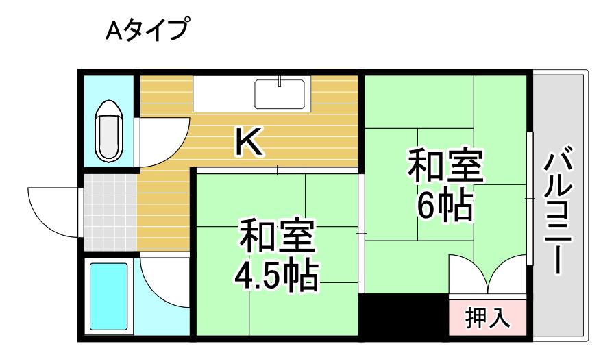 エイトビル岸里(2K/3階)の間取り写真
