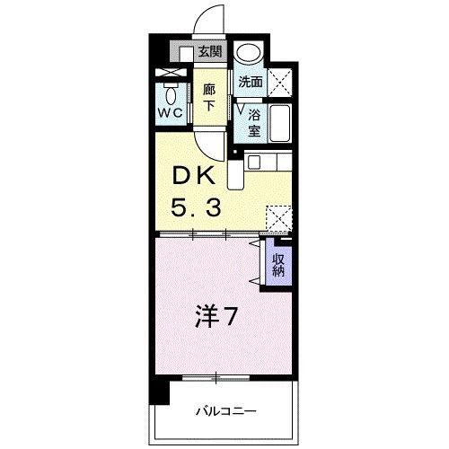 シャンテ(1DK/3階)の間取り写真