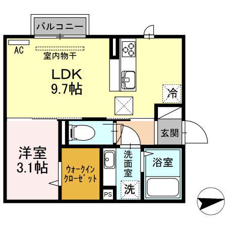 GITレジデンス(1LDK/1階)の間取り写真