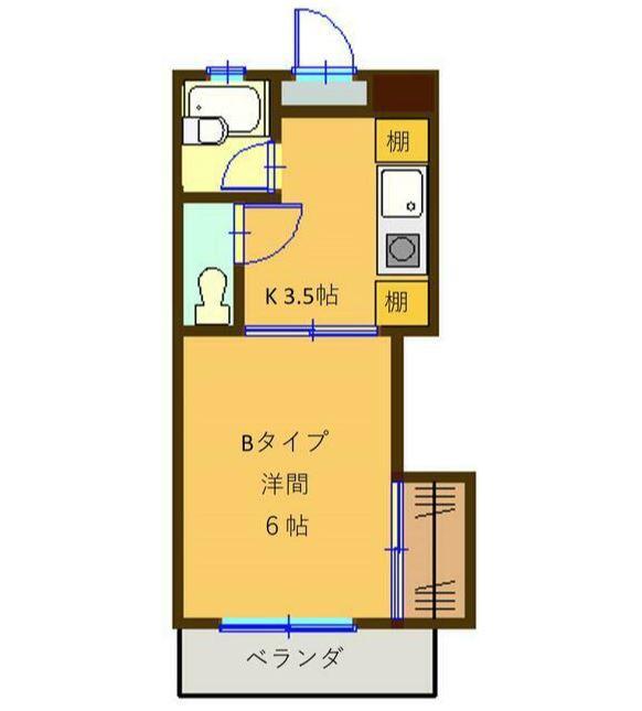 エステート鎌田II(1K/1階)の間取り写真