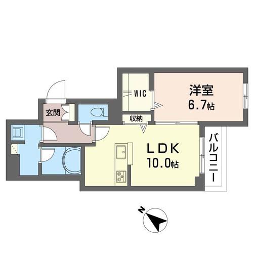ル・シエル(1LDK/2階)の間取り写真