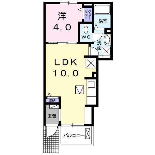 シャン・ド・ポワ―ル(1LDK/1階)の間取り写真