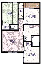 ポテトの部屋 NO.1 NO.2(3LDK/2階)の間取り写真