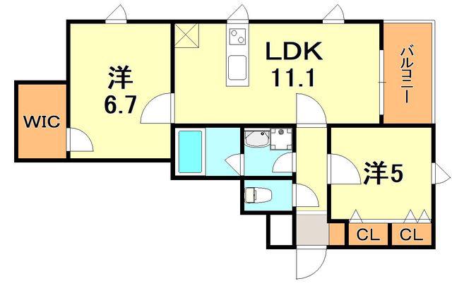 グルーブ五色山(2LDK/2階)の間取り写真