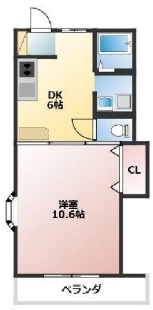 エスポワール(1DK/2階)の間取り写真