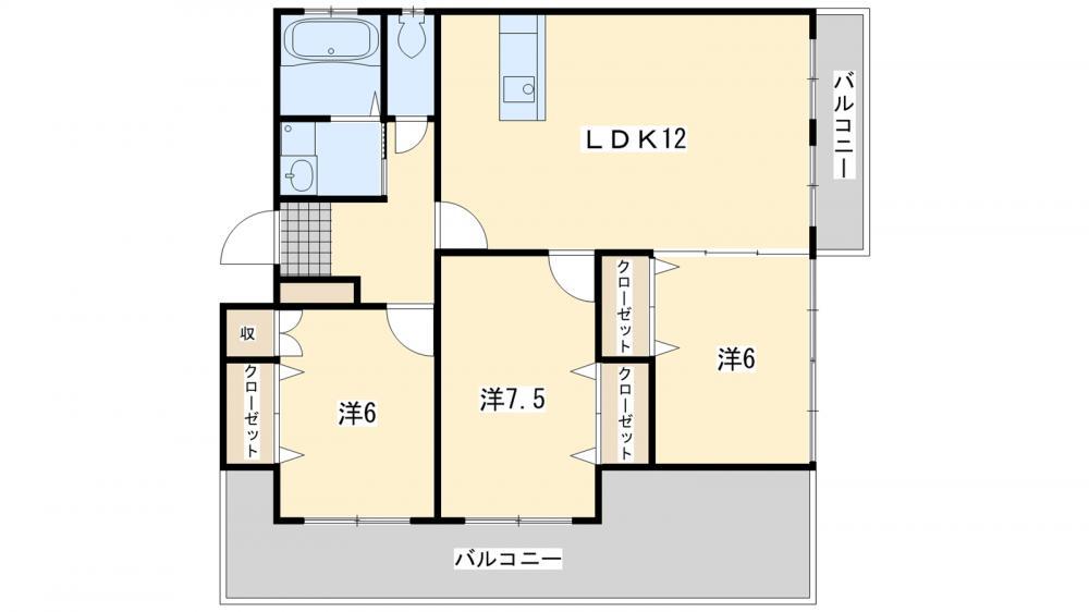 スカイタワー太賀(3LDK/9階)の間取り写真