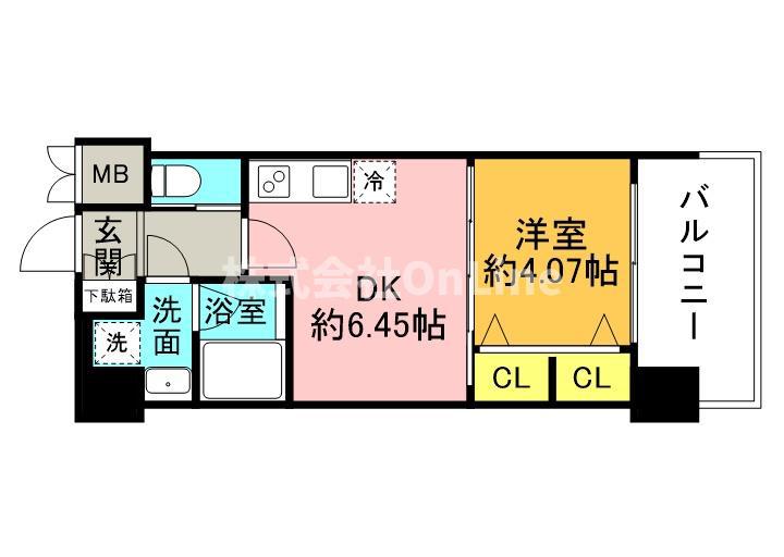 プレジオ布施EURO(1DK/4階)の間取り写真