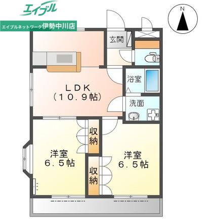 ラピュタ弐番館(2LDK/1階)の間取り写真