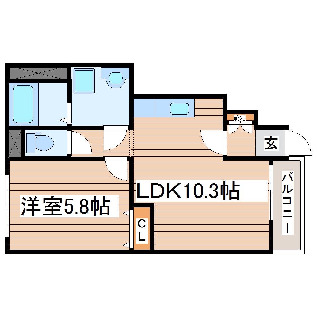 パストラルII(1LDK/1階)の間取り写真