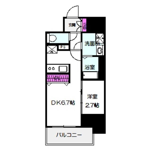 ワールドアイ大阪城イーストアドバンス(1DK/14階)の間取り写真