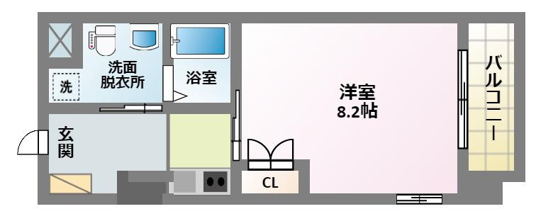 ORANGE T・SIDE(1K/2階)の間取り写真