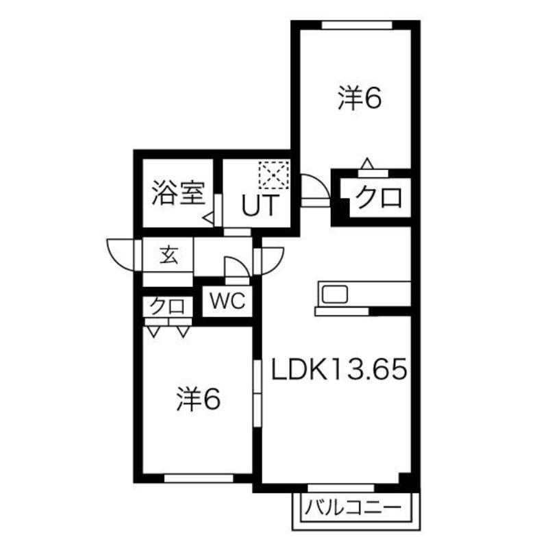 ザ・クラス学園前(2LDK/3階)の間取り写真