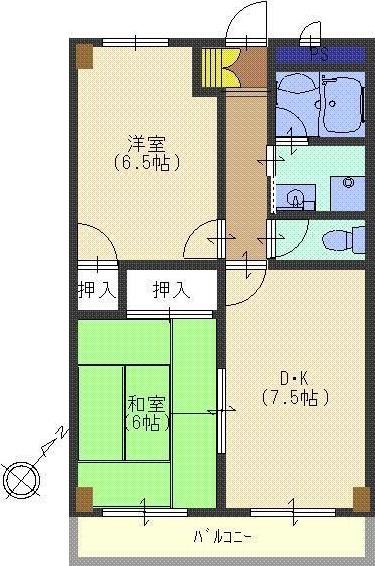ヴィラ荻野(2DK/1階)の間取り写真