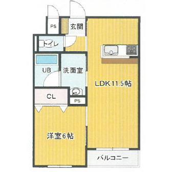 レジデンス大縄町(1LDK/1階)の間取り写真