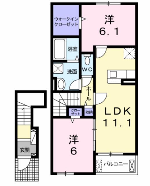 グラン コンチェルト(2LDK/2階)の間取り写真