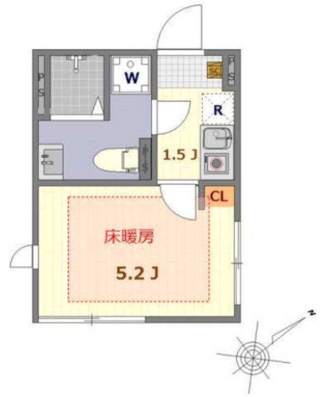 THE ROOMS 羽田(1K/1階)の間取り写真