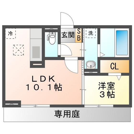 D-ROOM TOKIWAA棟(1LDK/1階)の間取り写真