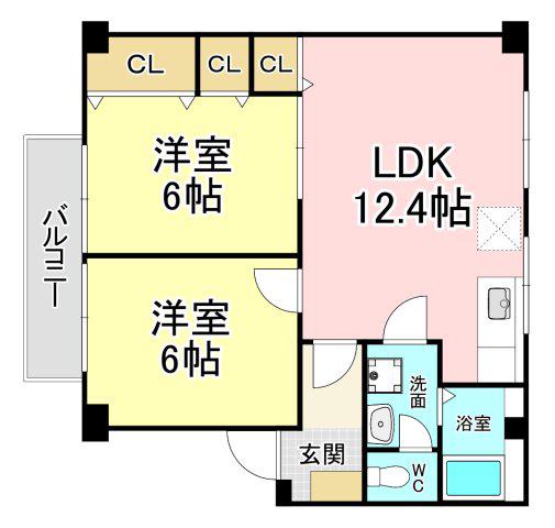 アネックス大平(2LDK/1階)の間取り写真