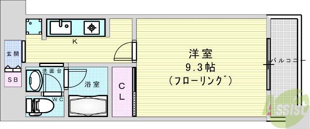 グランシャルマン新大阪(1K/4階)の間取り写真