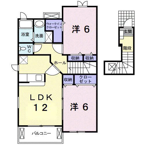 グリーンハイツC(2LDK/2階)の間取り写真