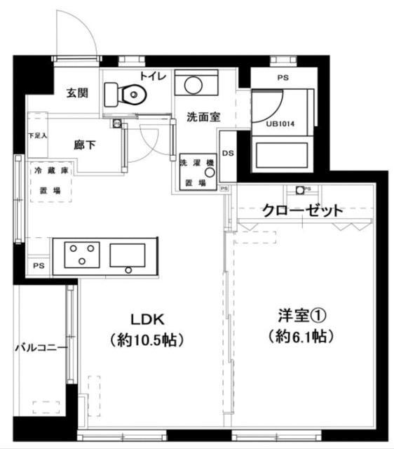 横浜ハイツ(1LDK/5階)の間取り写真