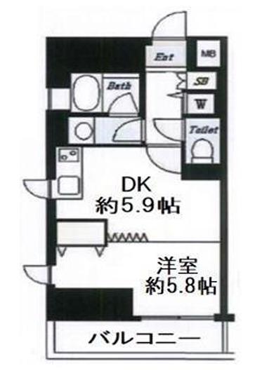 デュオ・スカーラ西新宿II(1DK/4階)の間取り写真