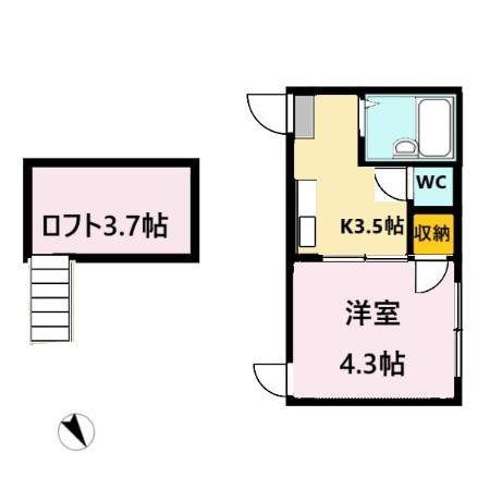 ビューコート小田原(1K/1階)の間取り写真