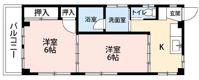 南台ハイム(2K/3階)の間取り写真