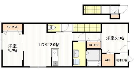 八幡5丁目アパート(2SLDK/2階)の間取り写真