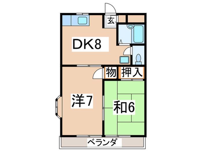ブルービ-チ大船(2DK/3階)の間取り写真