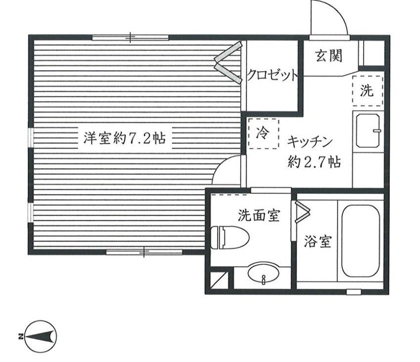 グランレーヴ(1K/2階)の間取り写真