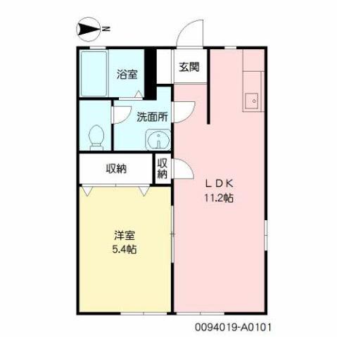 アグリT&O(1LDK/1階)の間取り写真