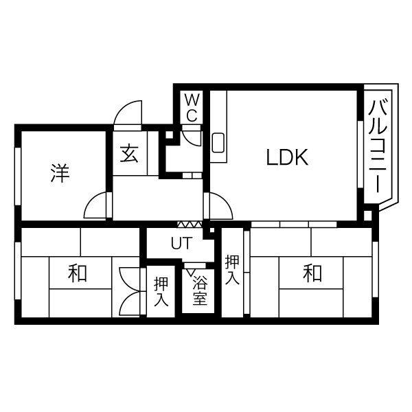 八幸ハイツ山の手 HAKKO HEIGHTS YAMANOTE(3LDK/3階)の間取り写真