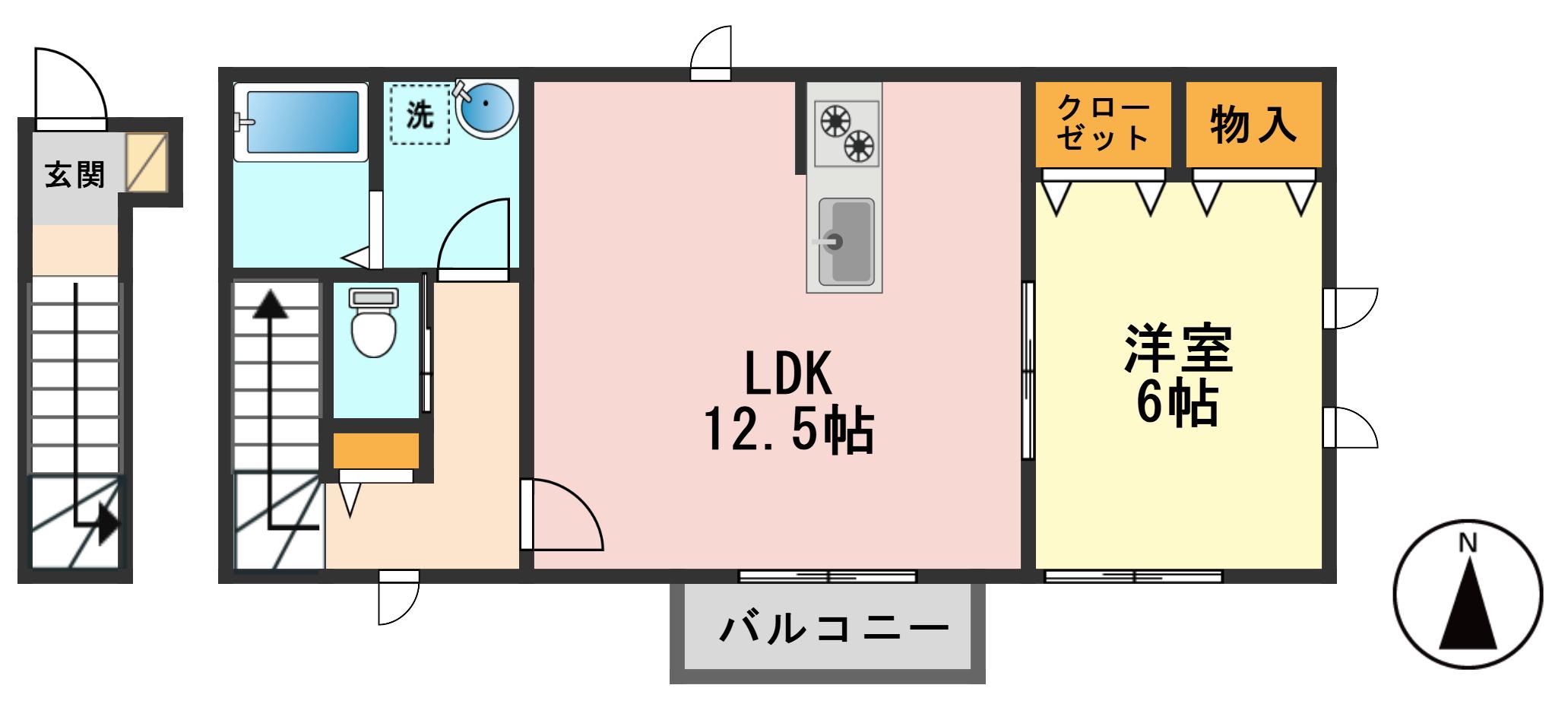 クレール東新小岩(1LDK/2階)の間取り写真