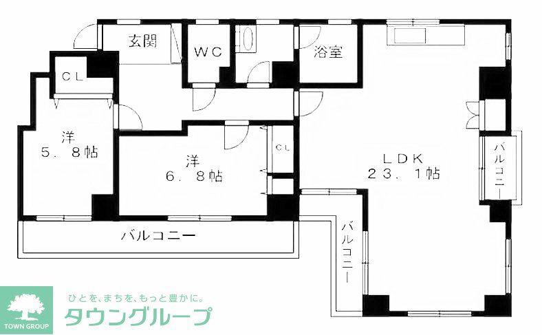 ウィン高尾(2LDK/4階)の間取り写真
