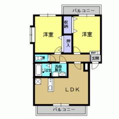 イー・ボナール(2LDK/2階)の間取り写真