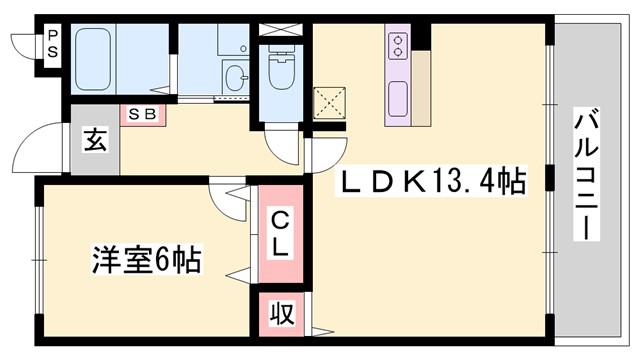 メゾン・ジェルメM(1LDK/2階)の間取り写真