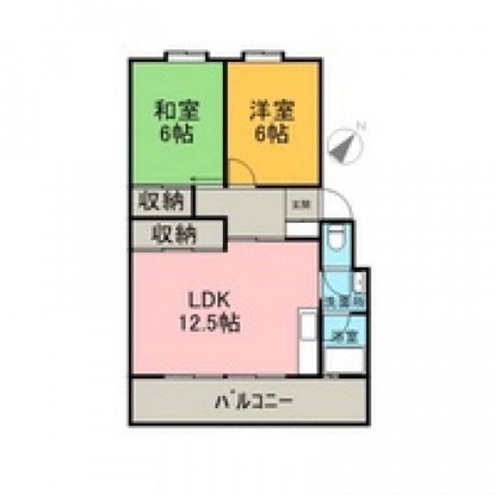 シャトー巌(2LDK/2階)の間取り写真