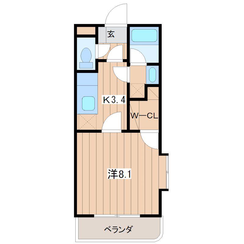 セレーノII(1K/2階)の間取り写真