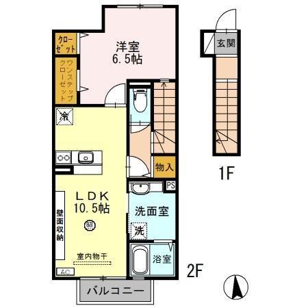 D-ROOM三葛(1LDK/2階)の間取り写真